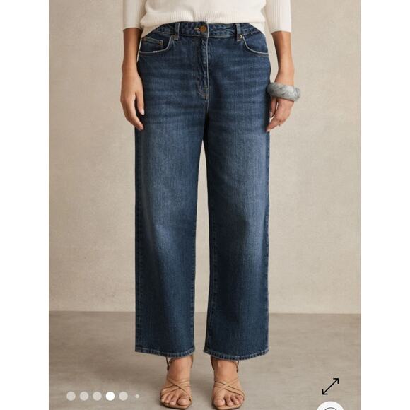 Reiss women’s Selin Petite Mid-Rise Straight-Leg Jeans in Mid Blue size 28P - Picture 2 of 10